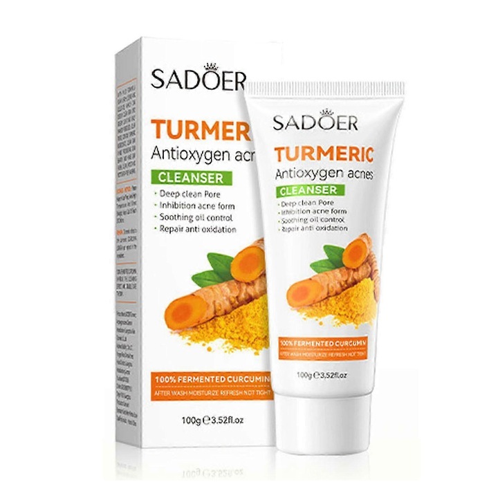 Lapte demachiant pentru fata cu turmeric, 100g, set de curatare blanda si non-irritanta