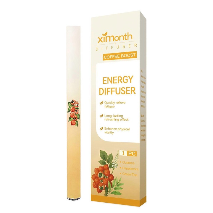 Преносим билков дифузер тип писалка, Ximonth, почистване на белите дробове, енергизиране, освежаваща мента, 15гр