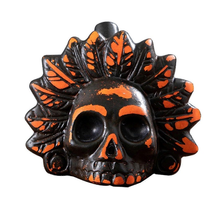 Cascador Aztec, ceramic, negru-portocalie, 9.5x10x1cm, set cu 1 fluier