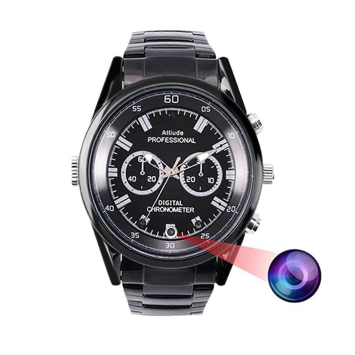 Ceas cu camera ascunsa, 1080P, 32G, metal, 45mm