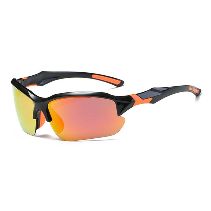 Ochelari sport Bike Glasses (9301) for Cycling and Sport Outdoor Activities, with UV Protection, Unisex Black / Orange Negru, Portocaliu