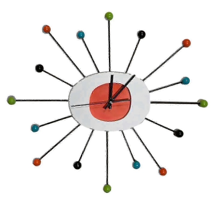 Dekoratív óra, geometrikus minta, csendes működés, akril, 30x30cm