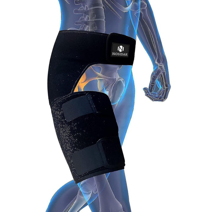 Suport ortopedic pentru sold si manson de compresie pentru coapsa, pentru dureri de sciatica, ajustabil, marime universala, neopren