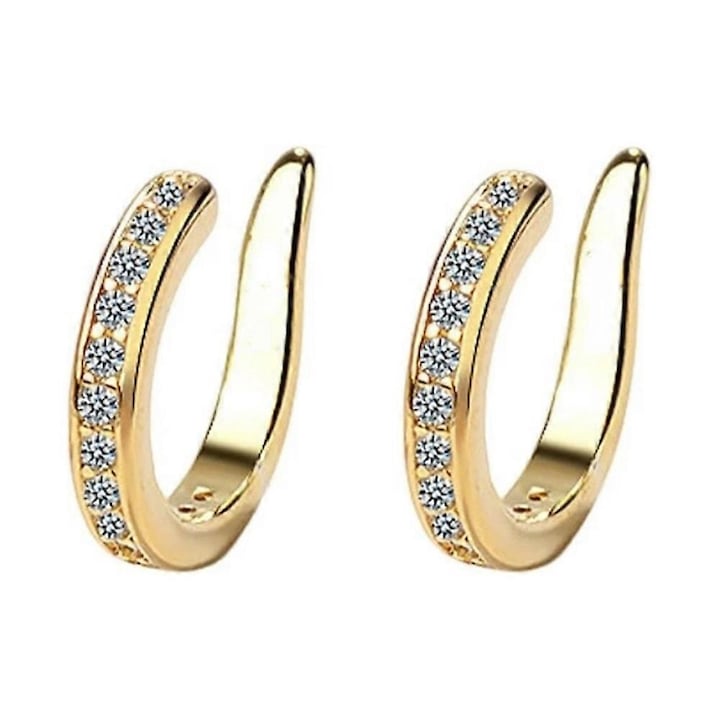 Cercei Fixura pentru urechi, set 1 pereche, fara piercing, galbeni