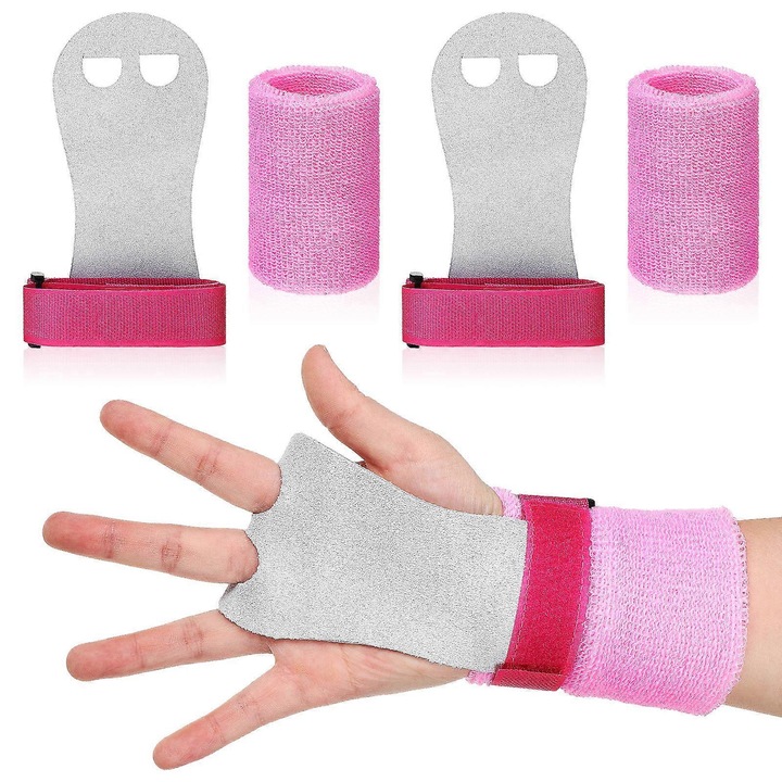 Детски комплект експандери с гимнастически дръжки и ленти за китки, кожени, многоцветни, 16x15x0.5см