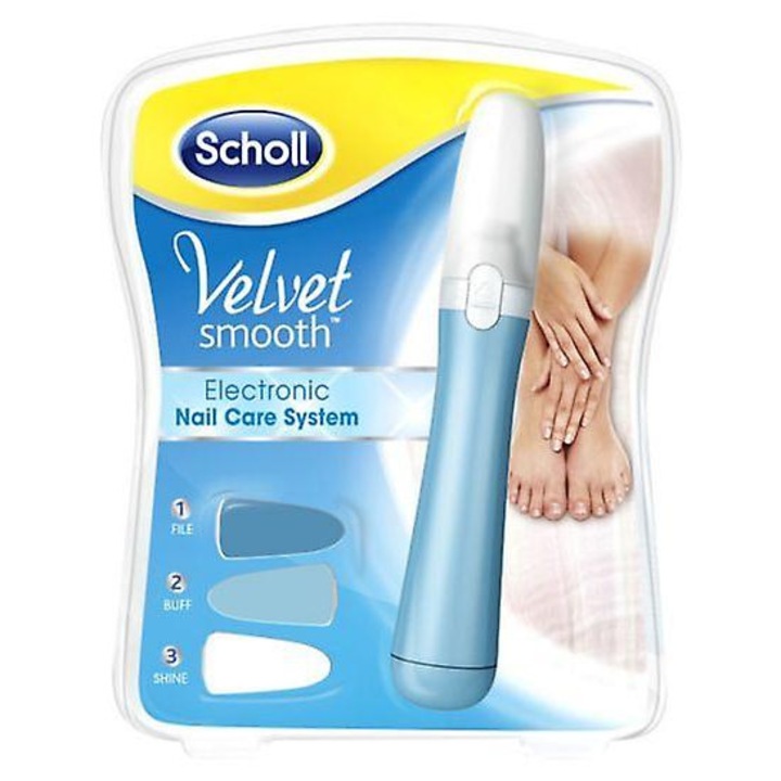 Sistem de ingrijire a unghiilor Scholl Velvet Smooth, 3 pasi, design ergonomic, pentru unghii sanatoase si stralucitoare