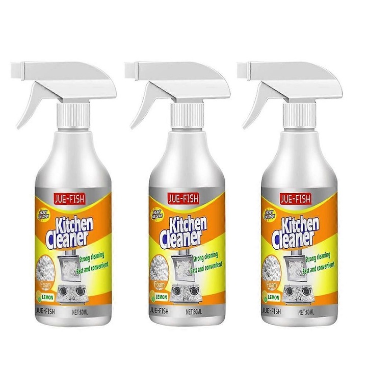 Detergent spumant pentru bucatarie, 60ml, indepartare grasime, set 3 bucati