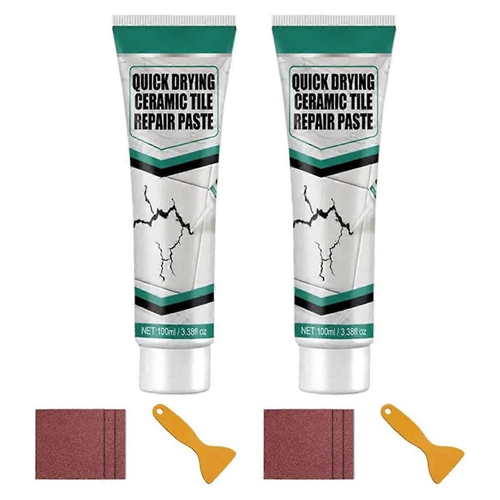 Set de 2 paste de reparare pentru gresie si marmura, impermeabil, uscare rapida