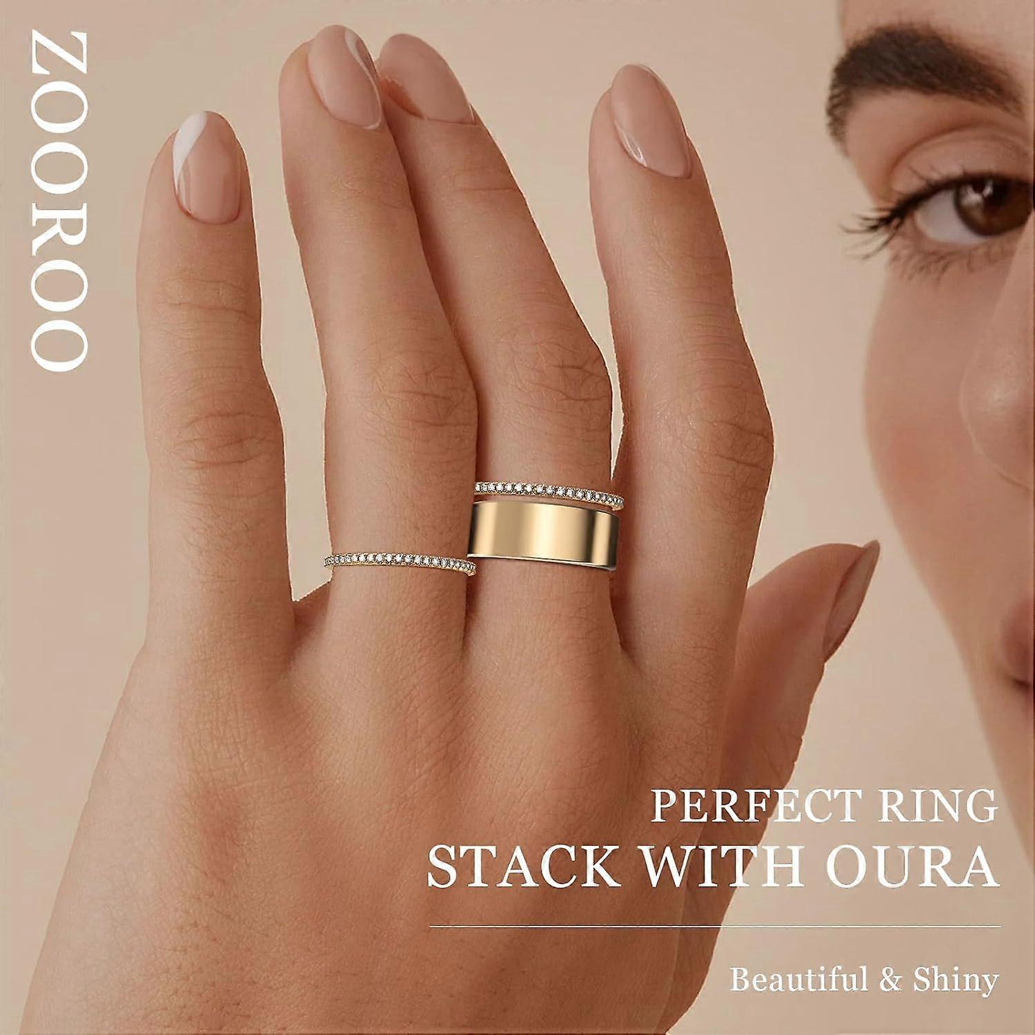 Set 2 inele stacking 14K aurit pentru Oura Ring, design elegant