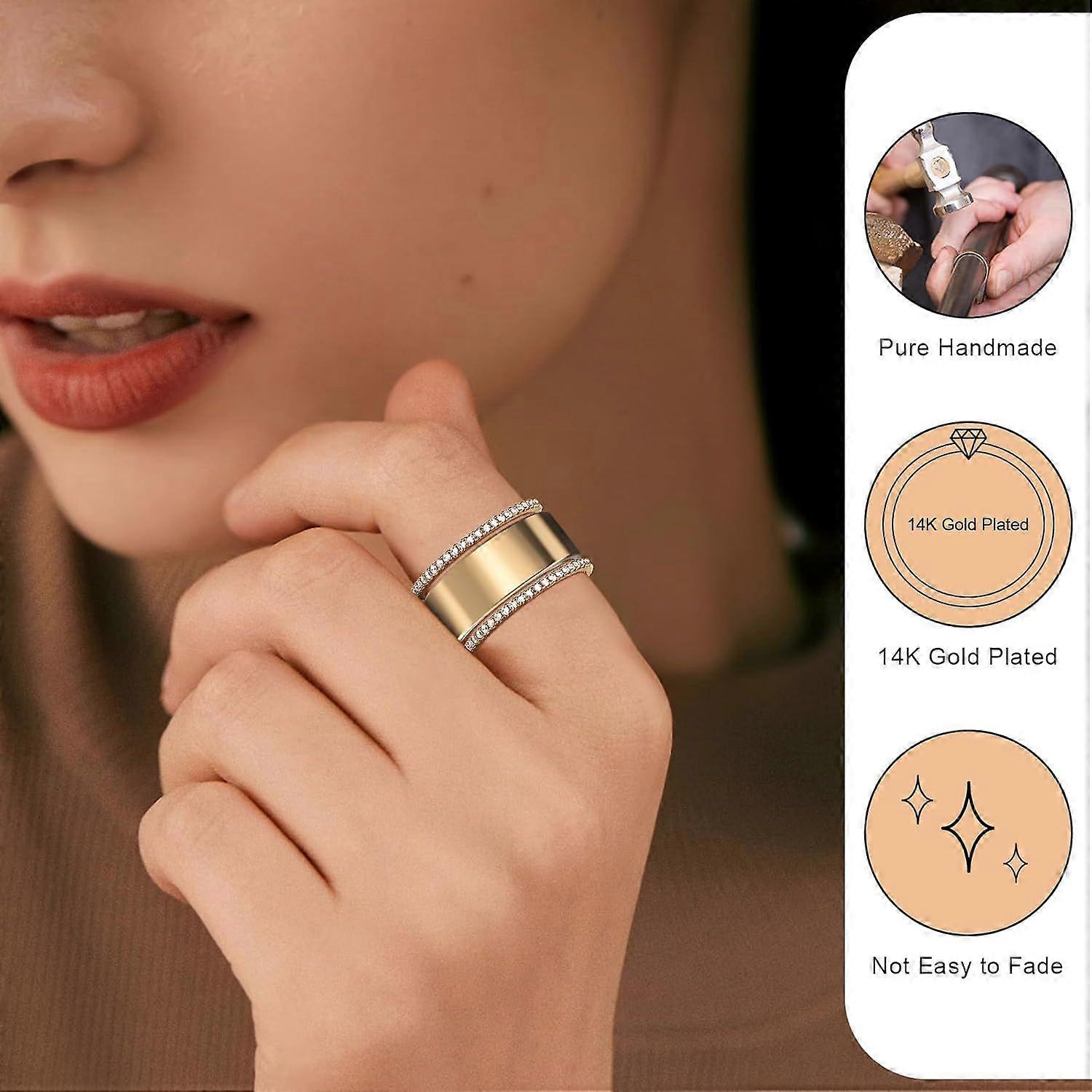 Set 2 inele stacking 14K aurit pentru Oura Ring, design elegant
