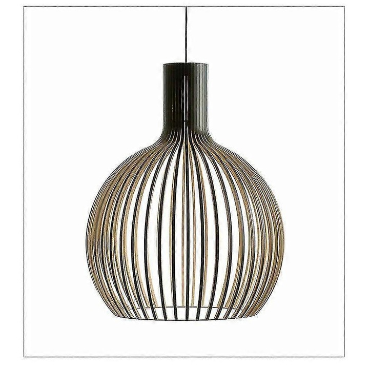 Lustra moderna din lemn si metal, neagra, 1 sursa de lumina, 45cm