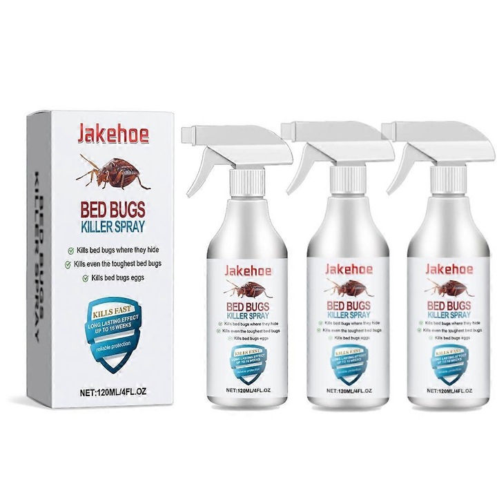 Spray insecticid pentru purici si acarieni, 3 piese, extract de menta, extract de lemn dulce, extract de hamamelis