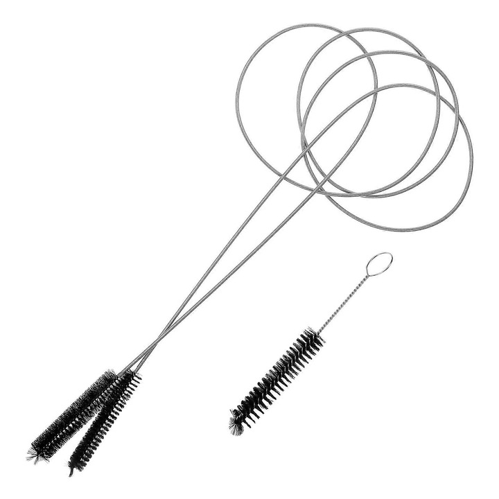 Set perii de curatare pentru tuburi, metalice, 200x1.90x1.90cm, 18.50x2.00x2.00cm, negru, din inox si nailon