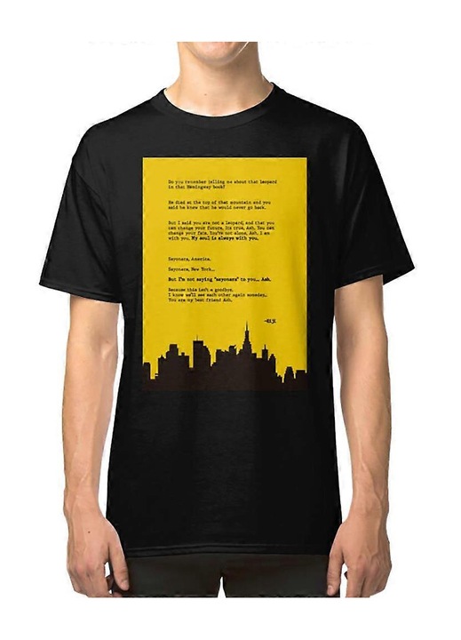 Férfi póló, Letter to Ash, klasszikus szabásminta, 100% pamut, fekete