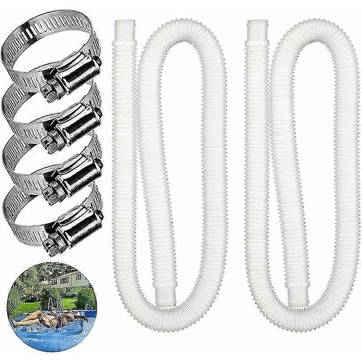 Set 2 furtunuri de inlocuire pentru piscina, inox/polietilena, flexibile, set complet