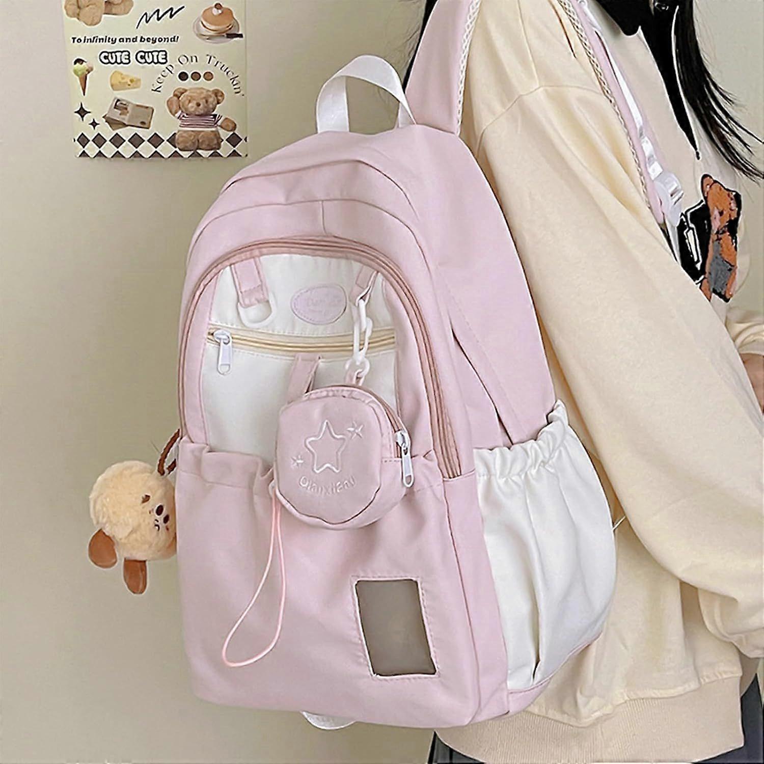 Rucsac laptop, nailon, roz, 16.9x5.5x11.8 inch