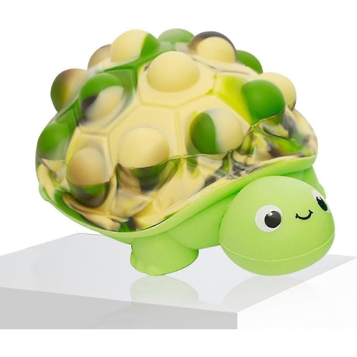 Minge antistres, set de 2, jucarie senzoriala din silicon, forma de broasca testoasa, multicolor, 7.5x12cm