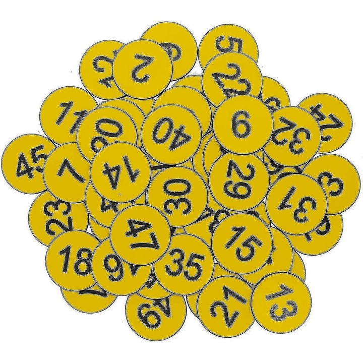 Brelocuri cu numere gravate pentru identificarea cheilor, 201-300, galben, 1.18" Dia, set