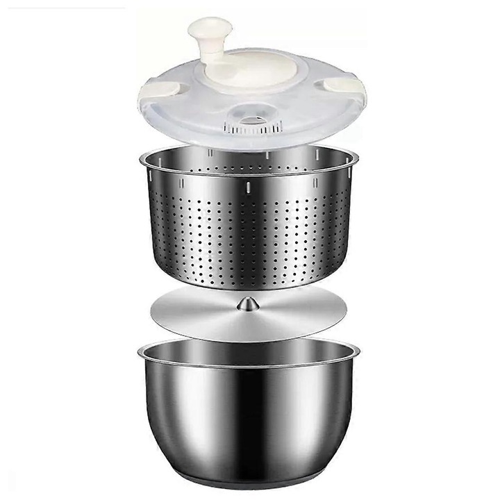 Strecurator salate 6L, inox, capac PP, 21cm inaltime, 18cm latime
