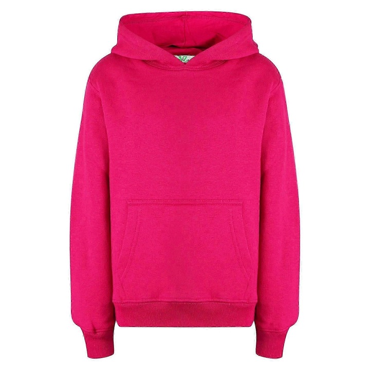 Детски суитшърт, семпъл принт, розов, полиестер