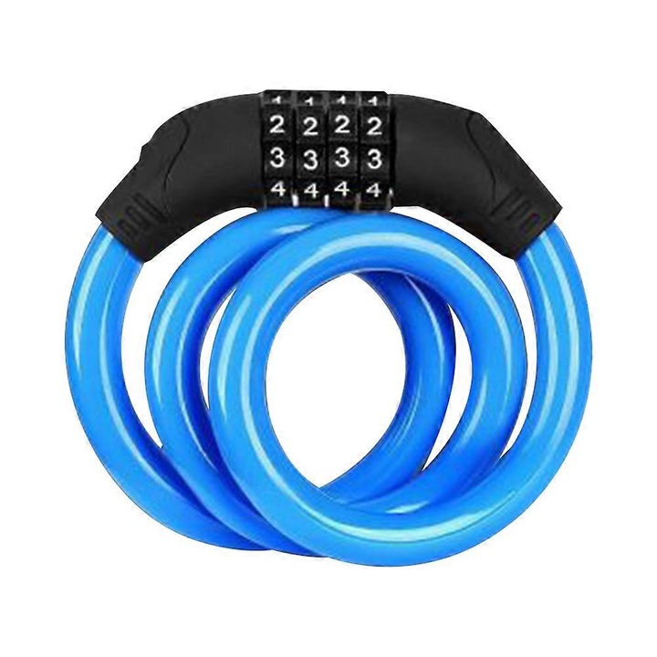 Kerékpárzár, 4 számjegyű, flexibilis kábel, többszínű, 1.5m