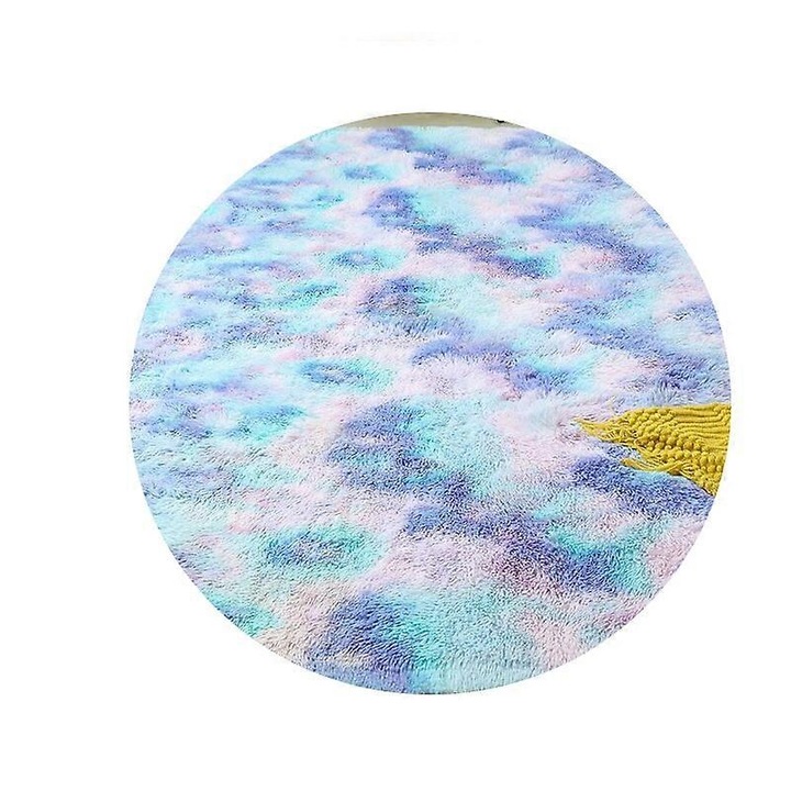 Кръгъл килим, 80x80 см, многоцветен, за детска стая, с гумена подложка