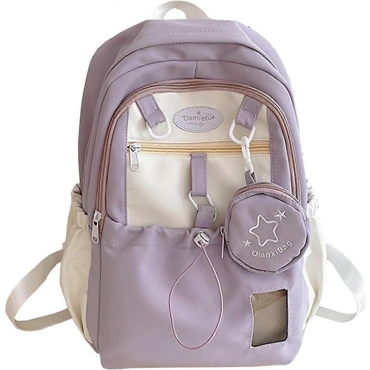 Rucsac laptop, 16", cu compartimente, roz, 16.9x5.5x11.8 inch