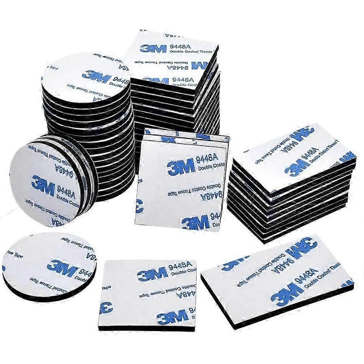Пакет от 60 двустранно залепващи ленти, 3M, различни размери, устойчиви, за метал, дърво, пластмаса