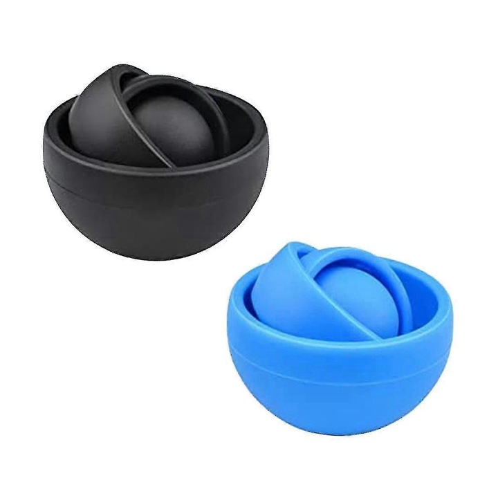 Set jucarii interactive copii, 2 PCS, fidget gyro spinners, albastru si negru, plastic