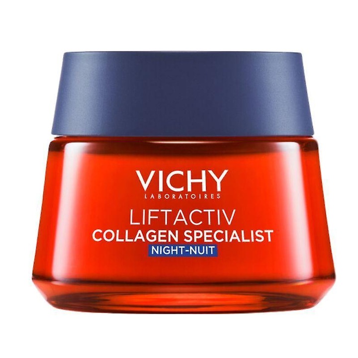 Crema de noapte Liftactiv Collagen Specialist, 50ml, bio-peptide, resveratrol natural, pentru piele sensibila