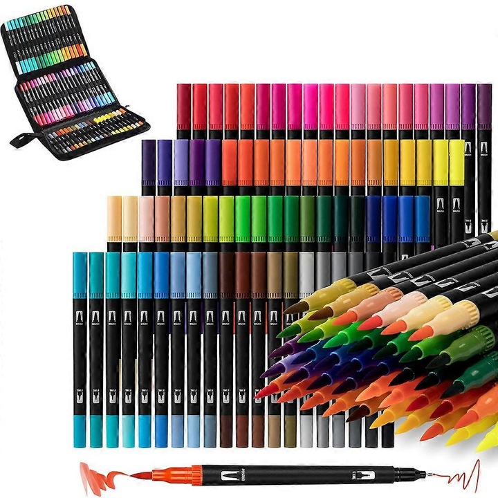 Комплект от 80 акрилни маркера Enmy, 1-2 мм и 0.4 мм, многоцветни, за стъкло, керамика, камък, дърво, пластмаса, платно