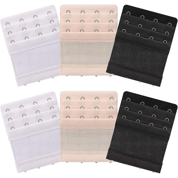 Set 6 extensii pentru sutien, 3 randuri, 3 culori, 10x7.6cm