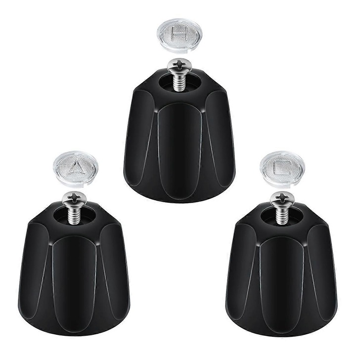 Комплект от 3 черни метални копчета за смесители за душ и вана