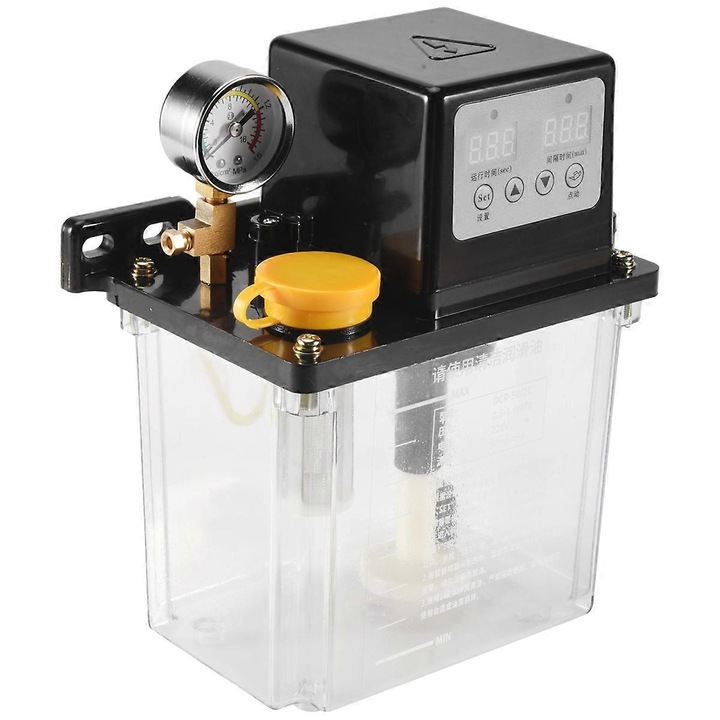 Маслена помпа 2L, 220V, 1.2MPa, черна с жълто, 17x12x20см