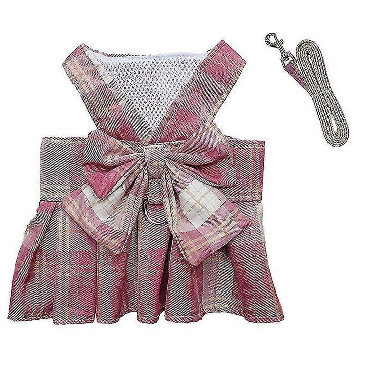 Ham pentru caini cu fusta, violet, marimi XS-XXL, set cu lesa