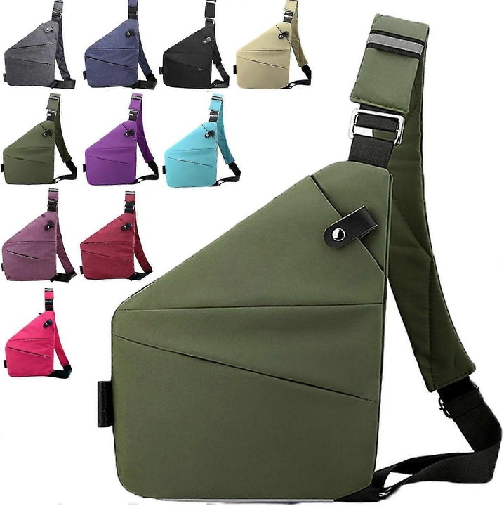 Geanta de voiaj anti-furt, verde, 100% impermeabila, design ergonomic, capacitate mare