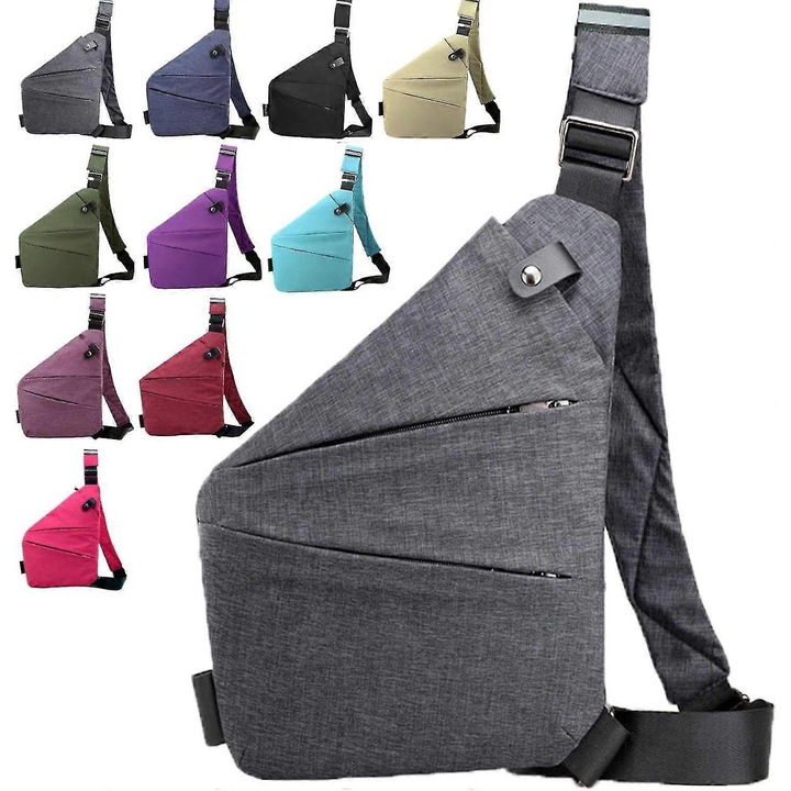 Geanta de voiaj anti-furt, capacitate mare, design ergonomic, impermeabil, gri