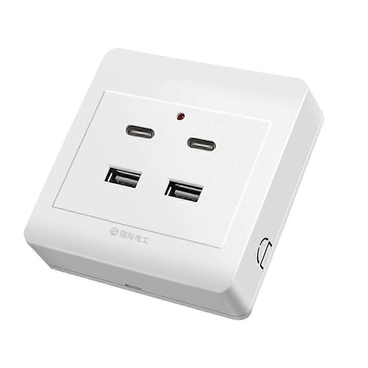 USB тип C гнездо, 18W, за повърхностен монтаж, 86x86 мм, 1 бр.