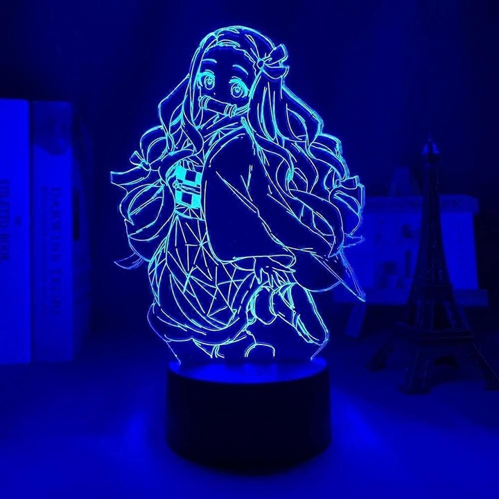 3D LED нощна лампа с аниме, илюзия, 16 цвята, дистанционно управление, размер 200x150x4 мм