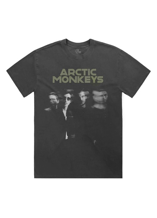 Férfi póló, Arctic Monkeys, torzított fotó, szürke, pamut