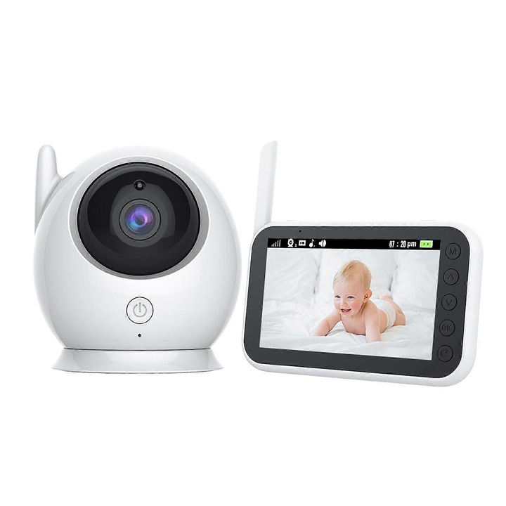 Monitor video pentru bebelusi, 4.3 inch, doua cai audio, senzor temperatura, set