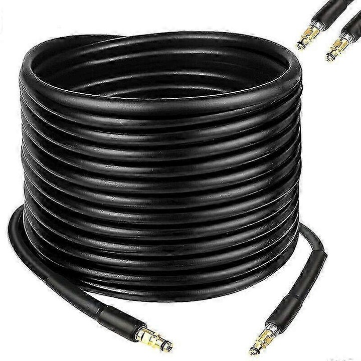 Маркуч за високо налягане 20 м за почистване, съвместим с Karcher K, гъвкав, с месингова дюза