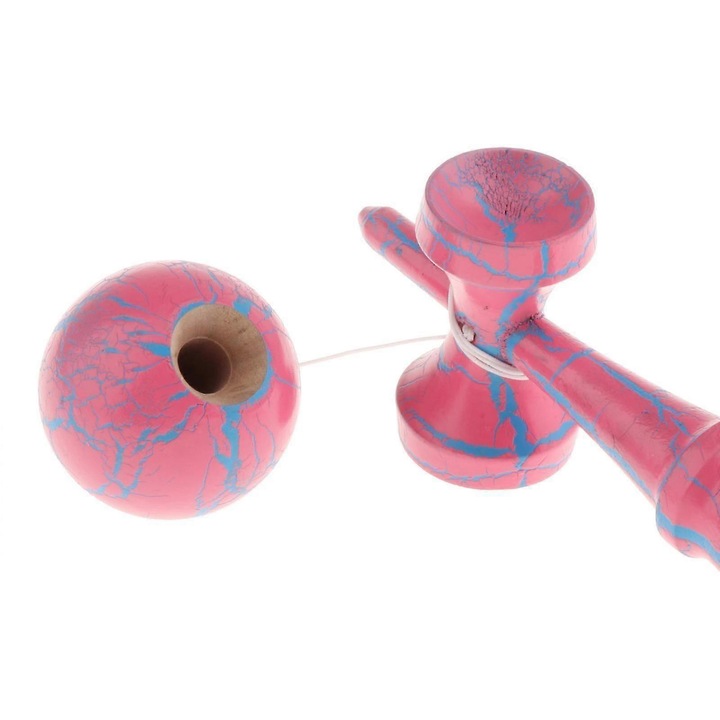 Kendama traditional, jucarie interactiva, 18,5x7cm, roz, set 1 buc ...