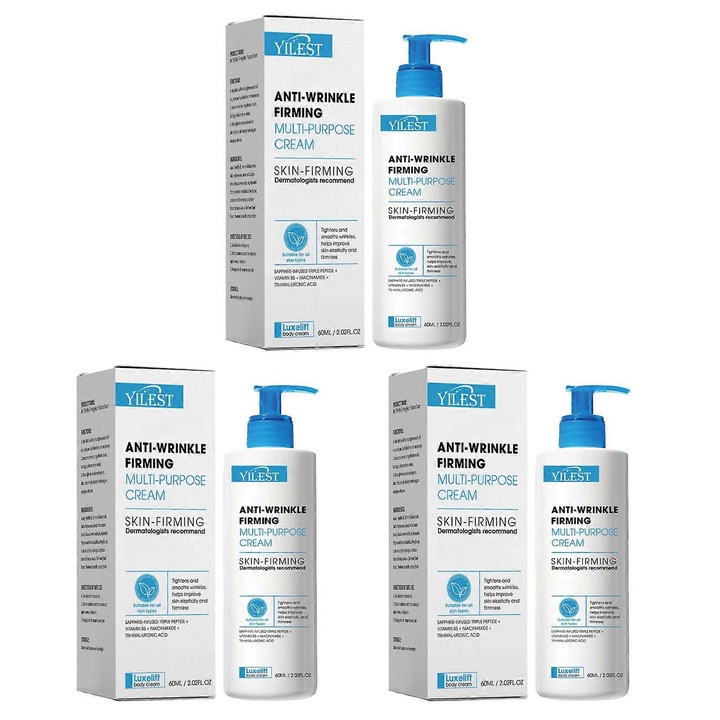 Ránctalanító és feszesítő arckrém, 3 darabos készlet, 60ml, könnyű textúrájú, minden bőrtípusra