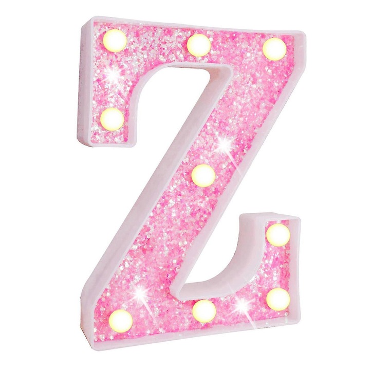 Lumina LED litere, set, design cu sclipici, alb cald, 22cm