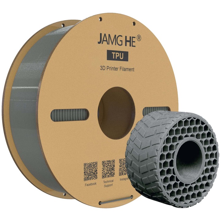 3D филамент Jamghe TPU-95A, сив, 1 кг, 1.75 мм