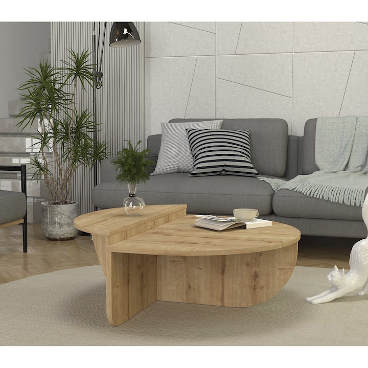 Холна маса Nilvia, изработена от меламин ПДЧ, сапфирено покритие – елегантен и функционален дизайн за хола, 90 x 85 x 35 см, UUMC37