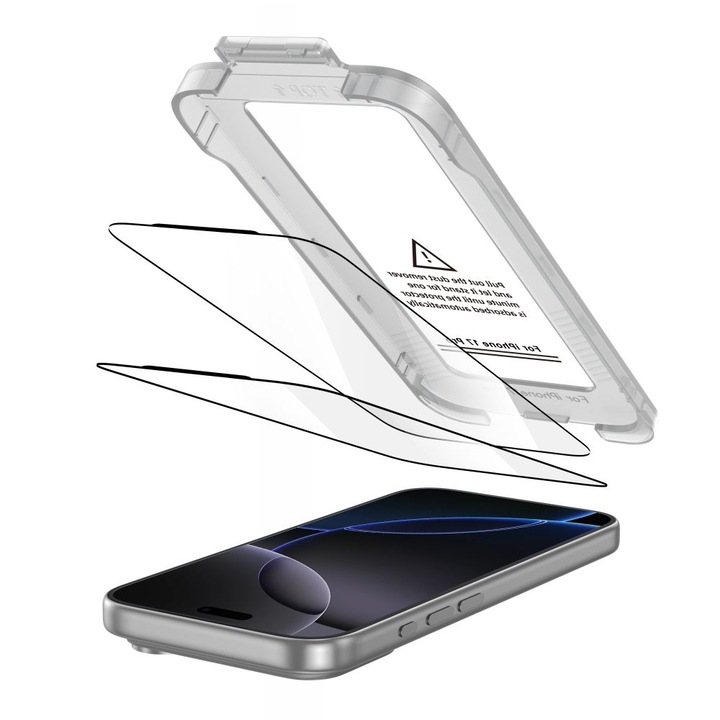 2 darabos Tech-Protect Quick Set Plus képernyővédő fólia iPhone 17 Pro készülékkel kompatibilis, telepítőkészlettel, fekete