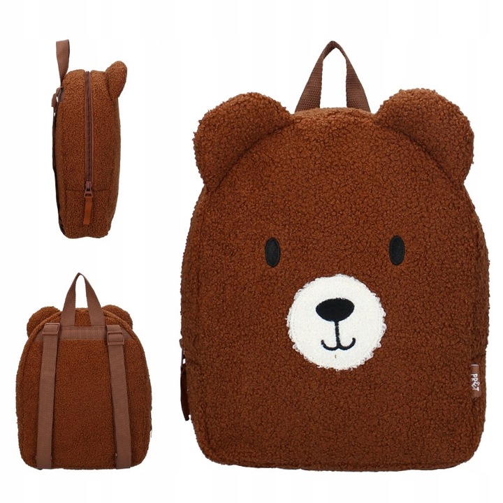 Rucsac Prescolar, Vadobag, Forest Fables, Design Ursulet, 1 Compartiment Principal, Fermoar Dublu, Bretele Ajustabile, Poliester, 28 x 22 x 7 cm, Bej Maro