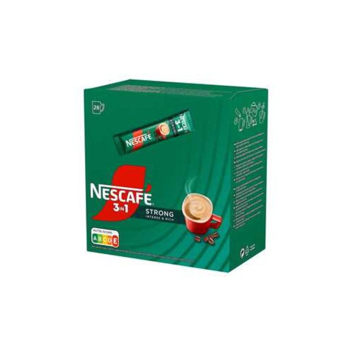 Cafea 3in1 Nescafe Strong, 28 plicuri, 16g, gust intens